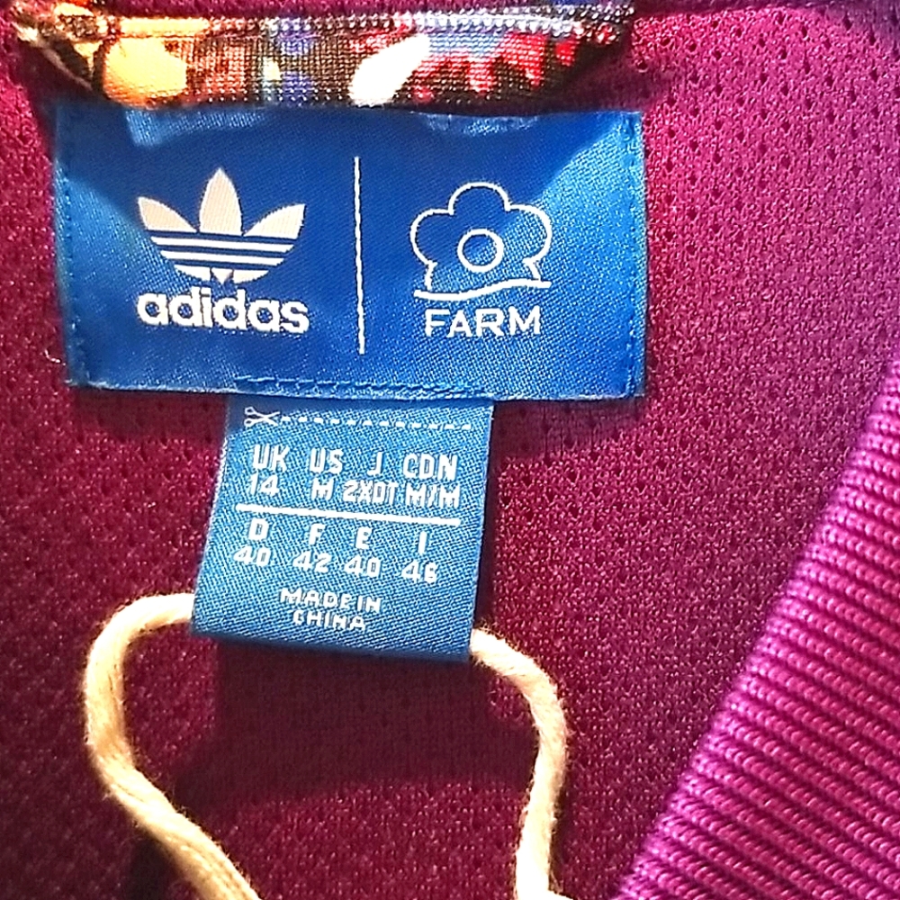 Adidas x FARM Rio HTF RARE Bomber Faux Crochet  Patchwork Track Workout Jacket M - Picture 5 of 15